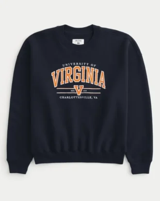 Boxy University of Virginia Grafik Crew Sweatshirt