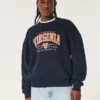 Boxy University of Virginia Grafik Crew Sweatshirt