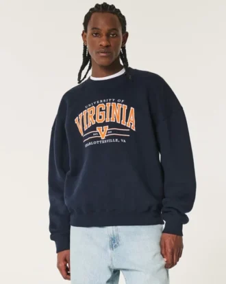 Boxy University of Virginia Grafik Crew Sweatshirt