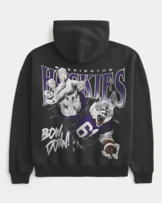 Boxy University of Washington Huskies Grafik Kapüşonlu Sweatshirt