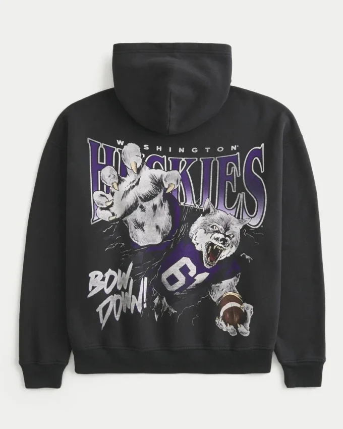 Boxy University of Washington Huskies Grafik Kapüşonlu Sweatshirt