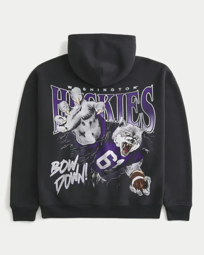 Boxy University of Washington Huskies Grafik Kapüşonlu Sweatshirt Boxy University of Washington Huskies Grafik Kapüşonlu Sweatshirt