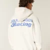 Boxy Volkswagen Racing Grafikli Fermuarlı Kapüşonlu Sweatshirt