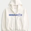 Boxy Volkswagen Racing Grafikli Fermuarlı Kapüşonlu Sweatshirt