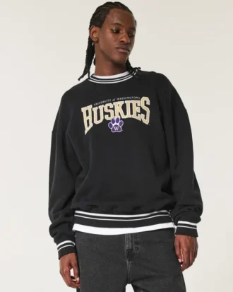 Boxy Washington Üniversitesi Huskies Grafikli Crew Sweatshirt