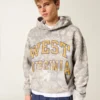 Boxy West Virginia Üniversitesi Mountaineers Grafik Kamuflaj Kapüşonlu Sweatshirt