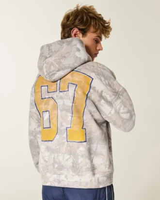 Boxy West Virginia Üniversitesi Mountaineers Grafik Kamuflaj Kapüşonlu Sweatshirt