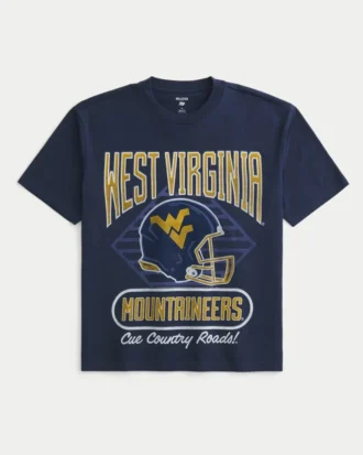 Boxy West Virginia Üniversitesi Mountaineers Grafikli Tişört
