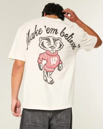 Boxy Wisconsin Üniversitesi Badgers Grafikli Tişört