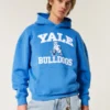 Boxy Yale Bulldogs Grafik Kapüşonlu Sweatshirt