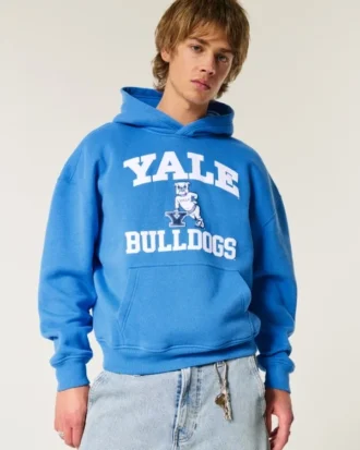 Boxy Yale Bulldogs Grafik Kapüşonlu Sweatshirt
