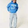 Boxy Yale Bulldogs Grafik Kapüşonlu Sweatshirt