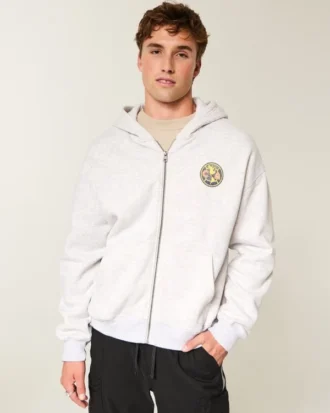 Boxy Zip-Up Club América Las Águilas Grafik Kapüşonlu Sweatshirt Boxy Zip-Up Club América Las Águilas Grafik Kapüşonlu Sweatshirt