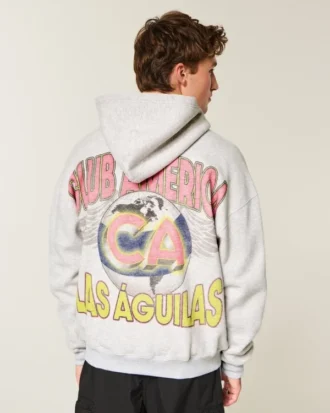 Boxy Zip-Up Club América Las Águilas Grafik Kapüşonlu Sweatshirt Boxy Zip-Up Club América Las Águilas Grafik Kapüşonlu Sweatshirt