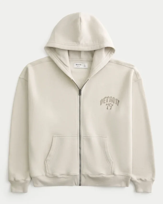 Boxy Zip-Up Detroit 79 Grafik Kapüşonlu Sweatshirt Boxy Zip-Up Detroit 79 Grafik Kapüşonlu Sweatshirt