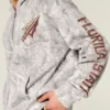 Boxy Zip-Up Florida State University Grafik Kamuflaj Kapüşonlu Sweatshirt