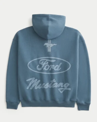 Boxy Zip-Up Ford Mustang Grafik Kapüşonlu Sweatshirt Boxy Zip-Up Ford Mustang Grafik Kapüşonlu Sweatshirt