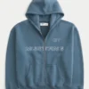 Boxy Zip-Up Ford Mustang Grafik Kapüşonlu Sweatshirt
