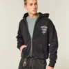 Boxy Zip-Up Jimmie Johnson Team Lowe’s NASCAR Grafik Kapüşonlu Sweatshirt