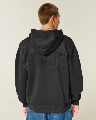 Boxy Zip-Up Tokyo Grafik Kapüşonlu Sweatshirt