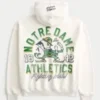 Boxy Zip-Up University of Notre Dame Fighting Irish Grafik Kapüşonlu Sweatshirt
