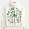 Boxy Zip-Up University of Notre Dame Fighting Irish Grafik Kapüşonlu Sweatshirt
