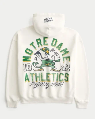 Boxy Zip-Up University of Notre Dame Fighting Irish Grafik Kapüşonlu Sweatshirt