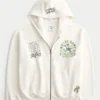 Boxy Zip-Up University of Notre Dame Fighting Irish Grafik Kapüşonlu Sweatshirt