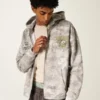 Boxy Zip-Up University of Oregon Ducks Grafik Kamuflaj Kapüşonlu Sweatshirt