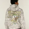 Boxy Zip-Up University of Oregon Ducks Grafik Kamuflaj Kapüşonlu Sweatshirt