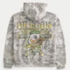 Boxy Zip-Up University of Oregon Ducks Grafik Kamuflaj Kapüşonlu Sweatshirt