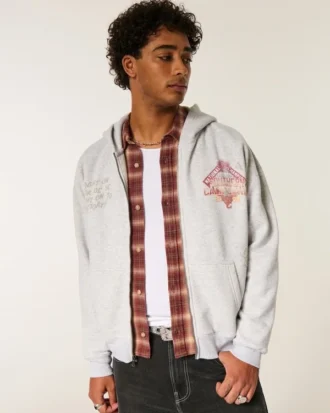 Boxy Zip-Up University of Southern California Trojans Grafik Kapüşonlu Sweatshirt