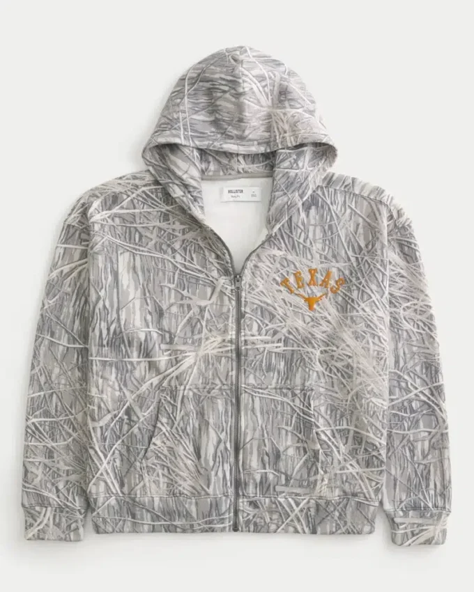Boxy Zip-Up University of Texas at Austin Longhorns Grafik Kapüşonlu Sweatshirt Boxy Zip-Up University of Texas at Austin Longhorns Grafik Kapüşonlu Sweatshirt