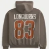Boxy Zip-Up University of Texas at Austin Longhorns Grafik Kapüşonlu Sweatshirt