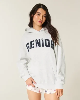 Büyük beden Senior Grafik Kapüşonlu Sweatshirt