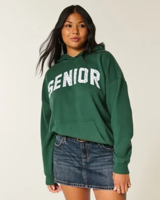 Büyük beden Senior Grafik Kapüşonlu Sweatshirt