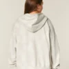 Büyük Boy Geyik Desenli Fermuarlı Kapüşonlu Sweatshirt Büyük Boy Geyik Desenli Fermuarlı Kapüşonlu Sweatshirt