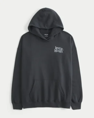 Büyük Boy Kelebek Desenli Kapüşonlu Sweatshirt
