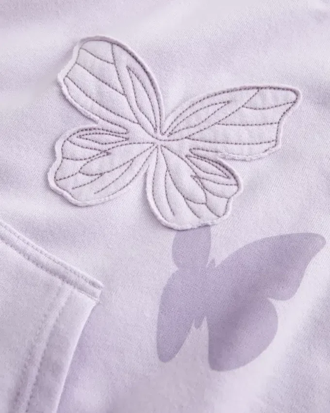 Büyük Boy Kelebek Desenli Kapüşonlu Sweatshirt Büyük Boy Kelebek Desenli Kapüşonlu Sweatshirt