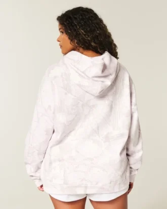 Büyük Boy Pembe Kamuflaj Kapüşonlu Sweatshirt