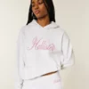 Büyük Boy Sparkle Logo Grafik Kapüşonlu Sweatshirt Büyük Boy Sparkle Logo Grafik Kapüşonlu Sweatshirt