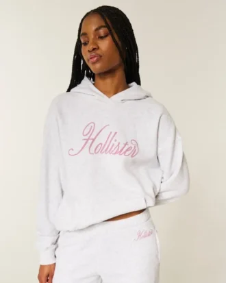 Büyük Boy Sparkle Logo Grafik Kapüşonlu Sweatshirt