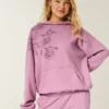 Büyük Boy Sparkle Logo Grafik Kapüşonlu Sweatshirt Büyük Boy Sparkle Logo Grafik Kapüşonlu Sweatshirt