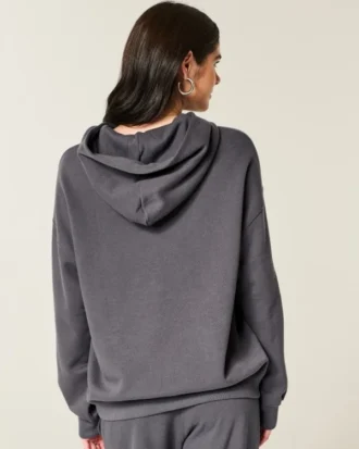 Büyük Boy Sparkle Logo Grafik Kapüşonlu Sweatshirt
