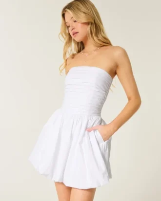 Büzgülü Bubble Skort Elbise