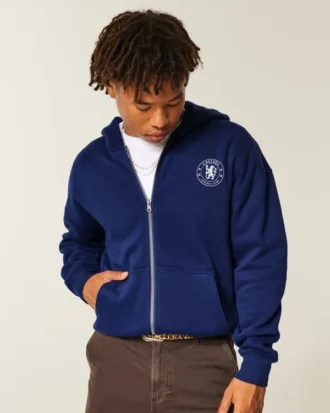 Chelsea Futbol Kulübü Grafik Fermuarlı Kapüşonlu Sweatshirt Chelsea Futbol Kulübü Grafik Fermuarlı Kapüşonlu Sweatshirt
