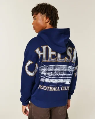 Chelsea Futbol Kulübü Grafik Fermuarlı Kapüşonlu Sweatshirt Chelsea Futbol Kulübü Grafik Fermuarlı Kapüşonlu Sweatshirt