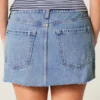 Curvy Düşük Bel Orta Yıkama Denim Mini Etek