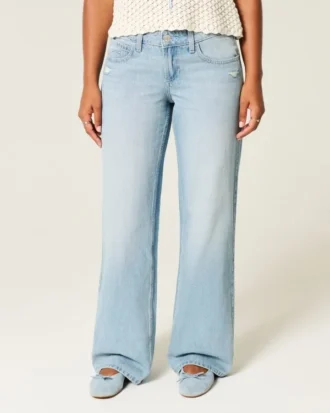 Curvy Düşük Bel Yıpranmış Bol Kot Pantolon