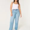 Curvy Ultra Yüksek Bel Orta Yıkama Bol Paça Kot Pantolon Curvy Ultra Yüksek Bel Orta Yıkama Bol Paça Kot Pantolon